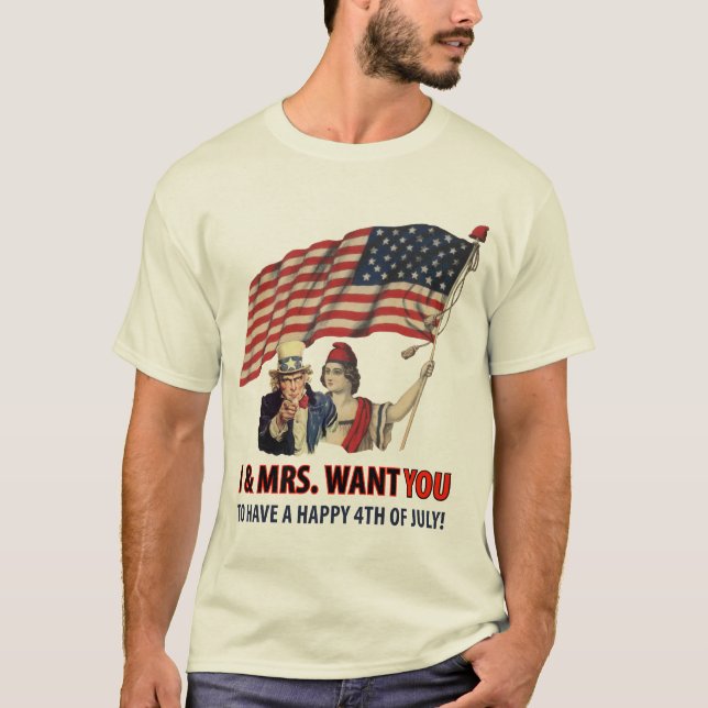 Uncle Sam Greetings For The Fourth T-Shirt (Front)