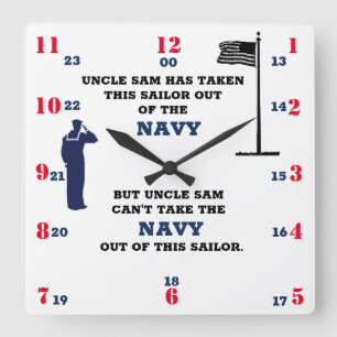 UNCLE SAM HAS TAKEN THIS SAILOR OUT OF THE SQUARE WALL CLOCK