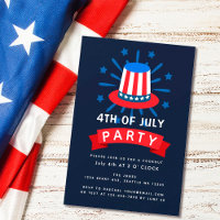 Uncle Sam Hat 4TH of July Cookout Invitation