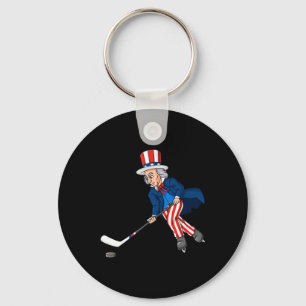Uncle Sam Hockey 4th Of July Patriotic Boys Kids T Key Ring