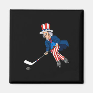 Uncle Sam Hockey 4th Of July Patriotic Boys Kids T Magnet