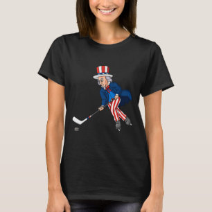 Uncle Sam Hockey 4th Of July Patriotic Boys Kids T T-Shirt