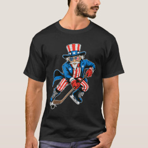Uncle Sam Hockey American Flag Usa Sport 4th Of Ju T-Shirt
