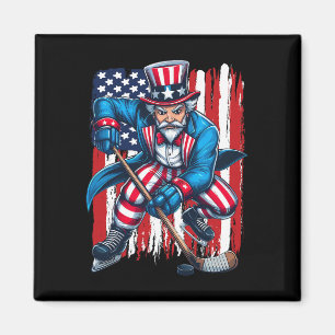 Uncle Sam Hockey Player 4th Of July American Flag Magnet