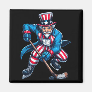 Uncle Sam Hockey Player 4th Of July Boys Girls Magnet