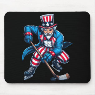 Uncle Sam Hockey Player 4th Of July Boys Girls Mouse Pad