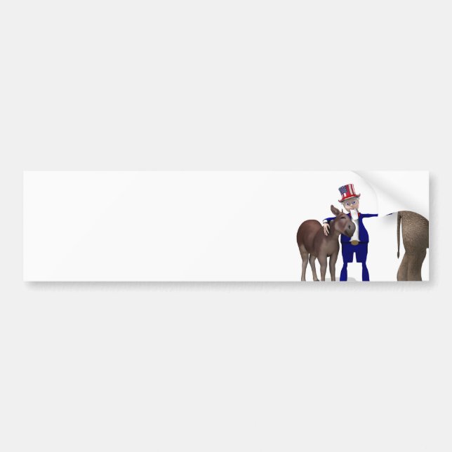 Uncle Sam Hugs Happy Donkey Bumper Sticker (Front)