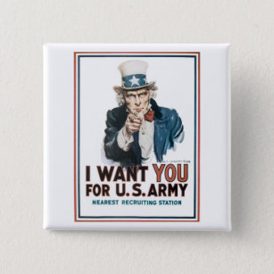 Uncle Sam "I Want YOU!" 15 Cm Square Badge