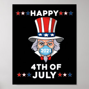Uncle Sam In A Mask 4th Of July 2021 Fun Boys Kids Poster