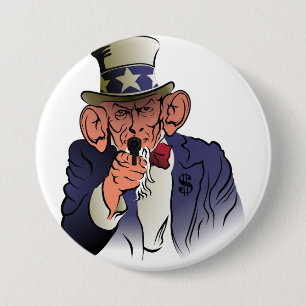 Uncle Sam in colour 7.5 Cm Round Badge