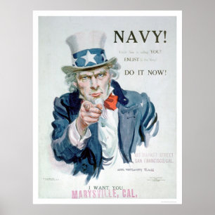 Uncle Sam is Calling You!  Enlist Navy (US02148B) Poster