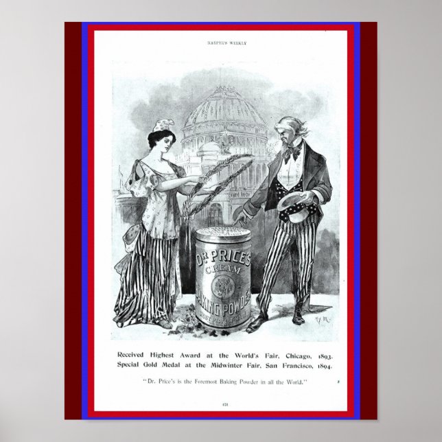 Uncle Sam, Lady Liberty, Dr. Price's Baking Powder Poster (Front)