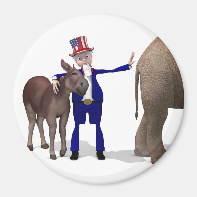 Uncle Sam Loves Donkey Magnet (Front)
