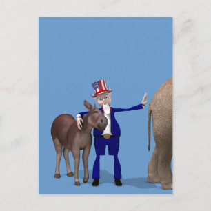 Uncle Sam Loves Donkeys Postcard