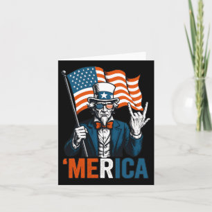 Uncle Sam Merica Rock Funny 4th Of July American F Card
