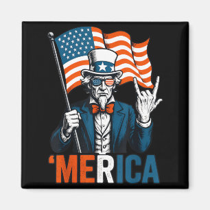 Uncle Sam Merica Rock Funny 4th of July American Magnet