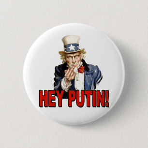 Uncle Sam Middle Finger Hey Putin  6 Cm Round Badge
