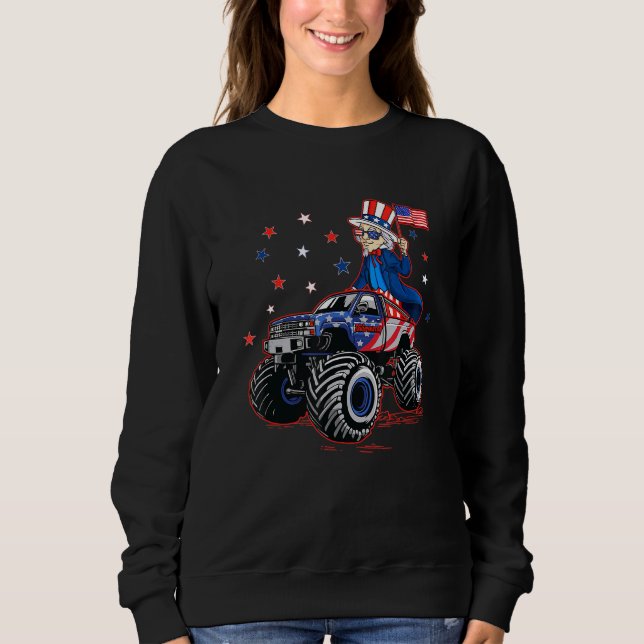 Uncle Sam Monster Truck 4th Of July Boys Kids Sweatshirt (Front)
