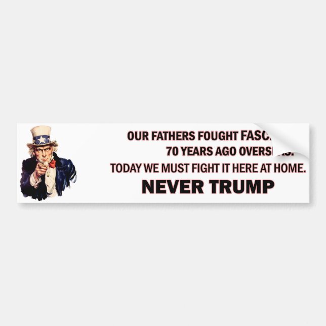 Uncle Sam Never Trump Bumper Sticker (Front)
