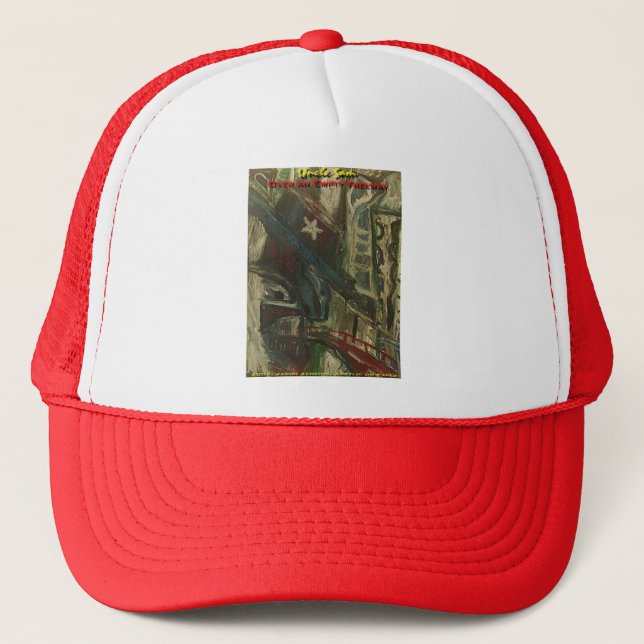 uncle sam over an empty freeway trucker hat (Front)
