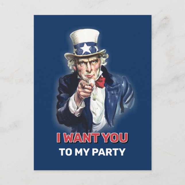 Uncle Sam Party Invitation Postcard (Front)