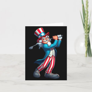 Uncle Sam Playing Golf 4th Of July Golfing Boys Card