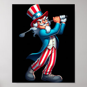 Uncle Sam Playing Golf 4th Of July Golfing Boys Poster