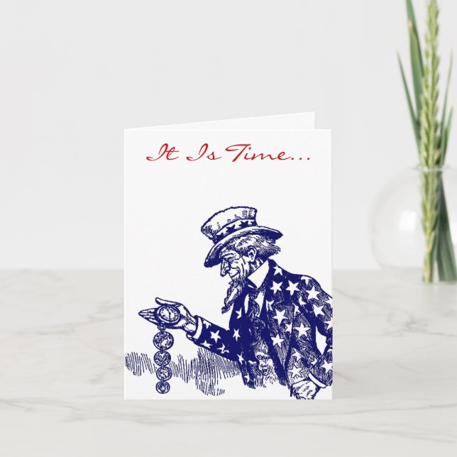 Uncle Sam & Pocket Watch Military Thank You Card (Front)