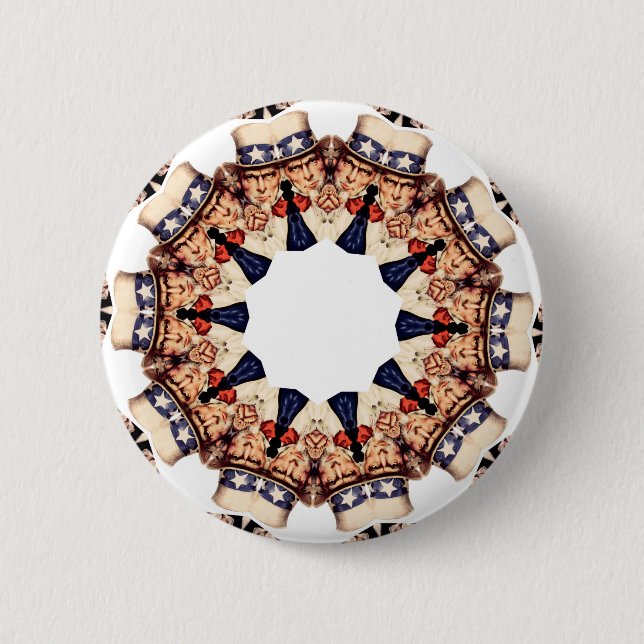 Uncle Sam Pointing Finger Kaleidoscope 6 Cm Round Badge (Front)