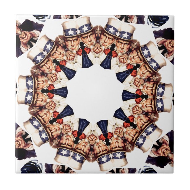 Uncle Sam Pointing Finger Kaleidoscope Tile (Front)