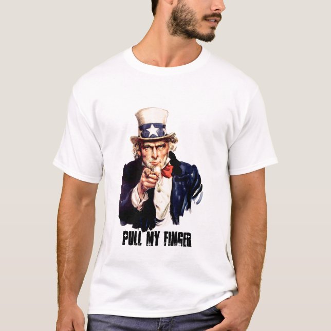 Uncle_Sam_(pointing_finger), PULL MY FINGER T-Shirt (Front)