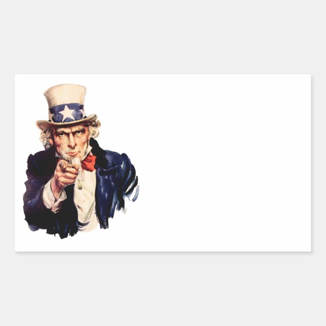 Uncle Sam Pointing His Finger Rectangular Sticker (Front)