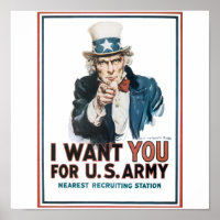 Uncle Sam Poster, America. I want you for the U.S.