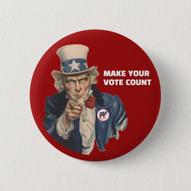 Uncle Sam Prohibition Party 6 Cm Round Badge (Front)