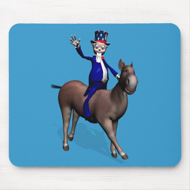Uncle Sam Riding On Donkey Mouse Pad (Front)