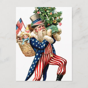 Uncle Sam Santa Claus Christmas Holiday Postcard