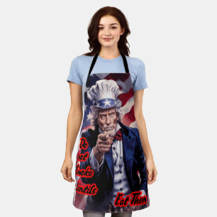 Uncle Sam says: "Do not smoke lentils" on an Apron