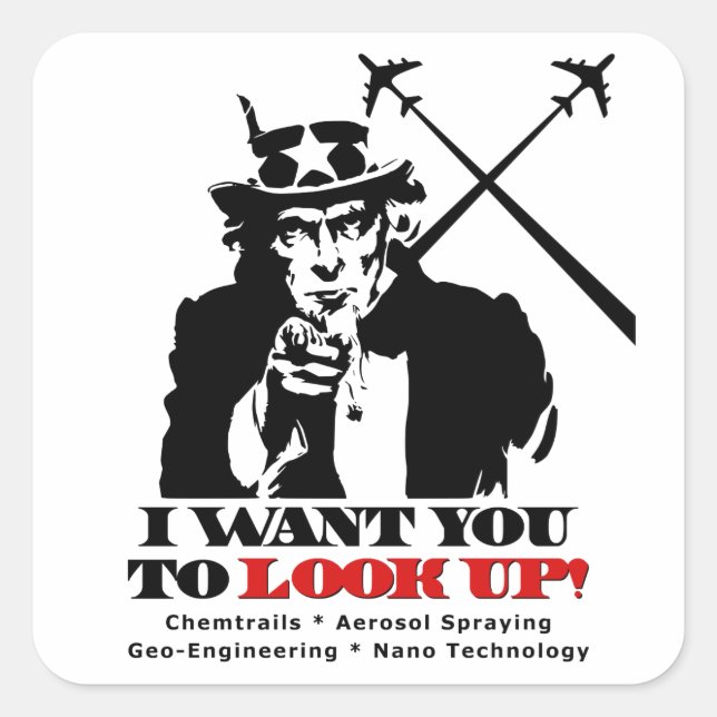 Uncle Sam says I Want You To Look Up Square Sticker (Front)