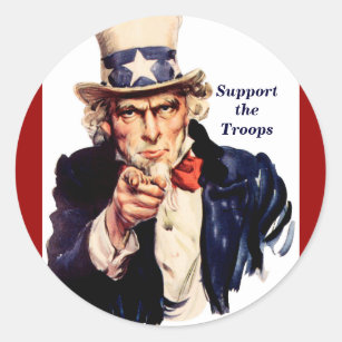 Uncle Sam Says Support the Troops Classic Round Sticker