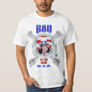 Uncle Sam T Shirt Bad To The Bone - White Only