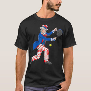 Uncle Sam Tennis 4th Of July American Flag USA Pat T-Shirt