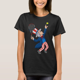 Uncle Sam Tennis 4th Of July Patriotic Boys Girls  T-Shirt
