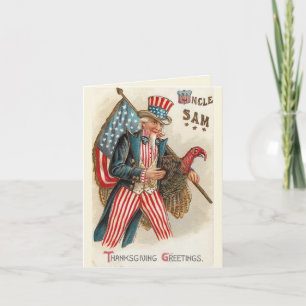 Uncle Sam Thanksgiving Greetings Vintage Card