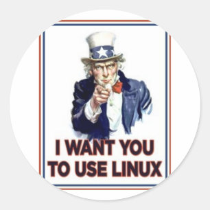 Uncle Sam: Use Linux Classic Round Sticker