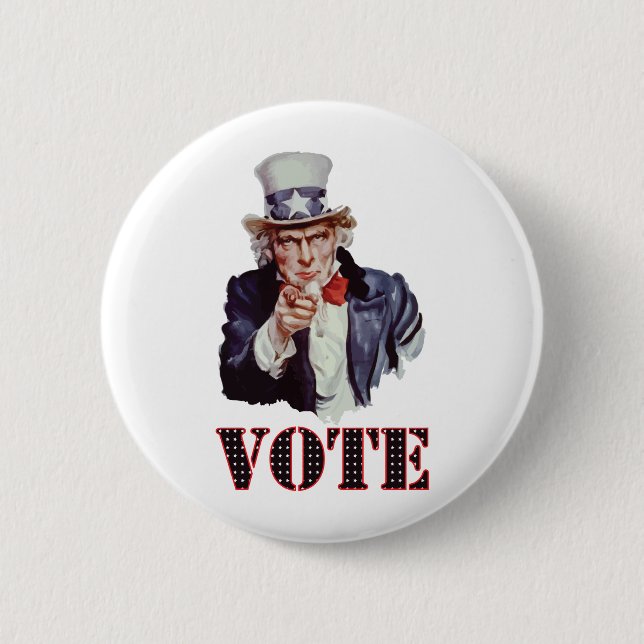 Uncle-Sam---Vote 6 Cm Round Badge (Front)