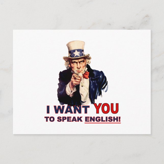 Uncle Sam WANT YOU speak english Postcard (Front)