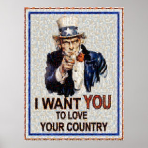 Uncle Sam Wants You Mosiac (Made from 3000 photos) Poster