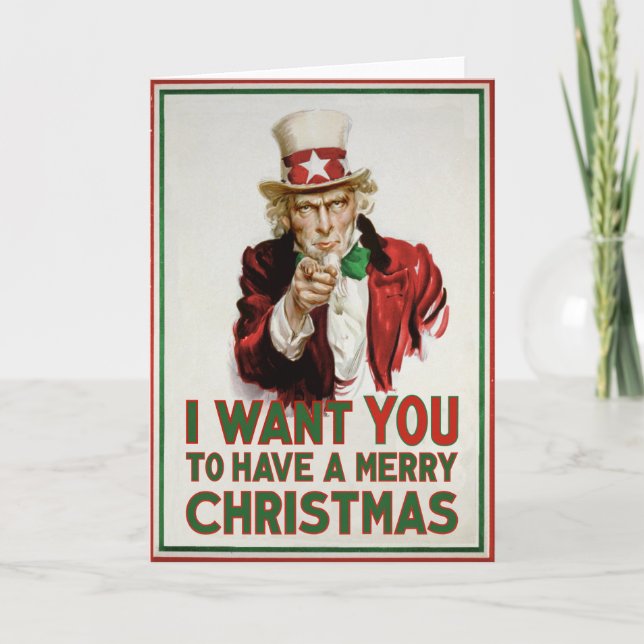 Uncle Sam wants YOU to have a Merry Christmas Holiday Card (Front)