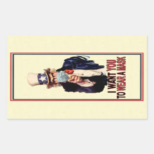 Uncle Sam Wants You to Wear a Face Mask USA Rectangular Sticker