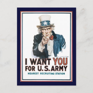 Uncle Sam Wants You World War 2 Postcard